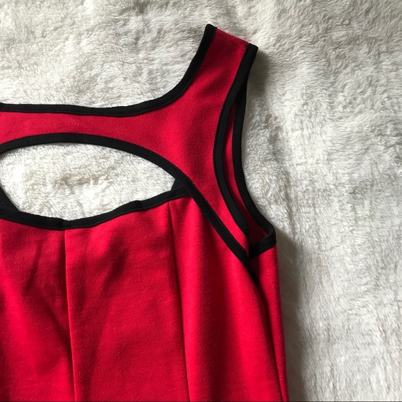 Red Dress with Navy Trimming - Picture 4 of 8